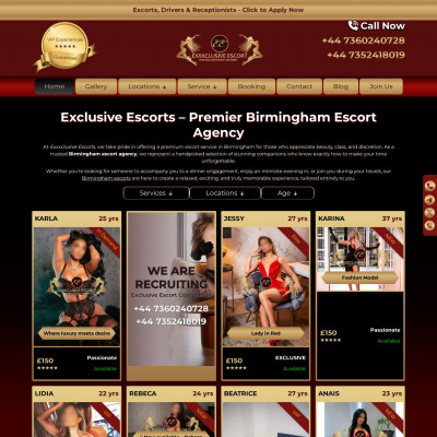 Screenshot of Exclusive Escorts Birmingham